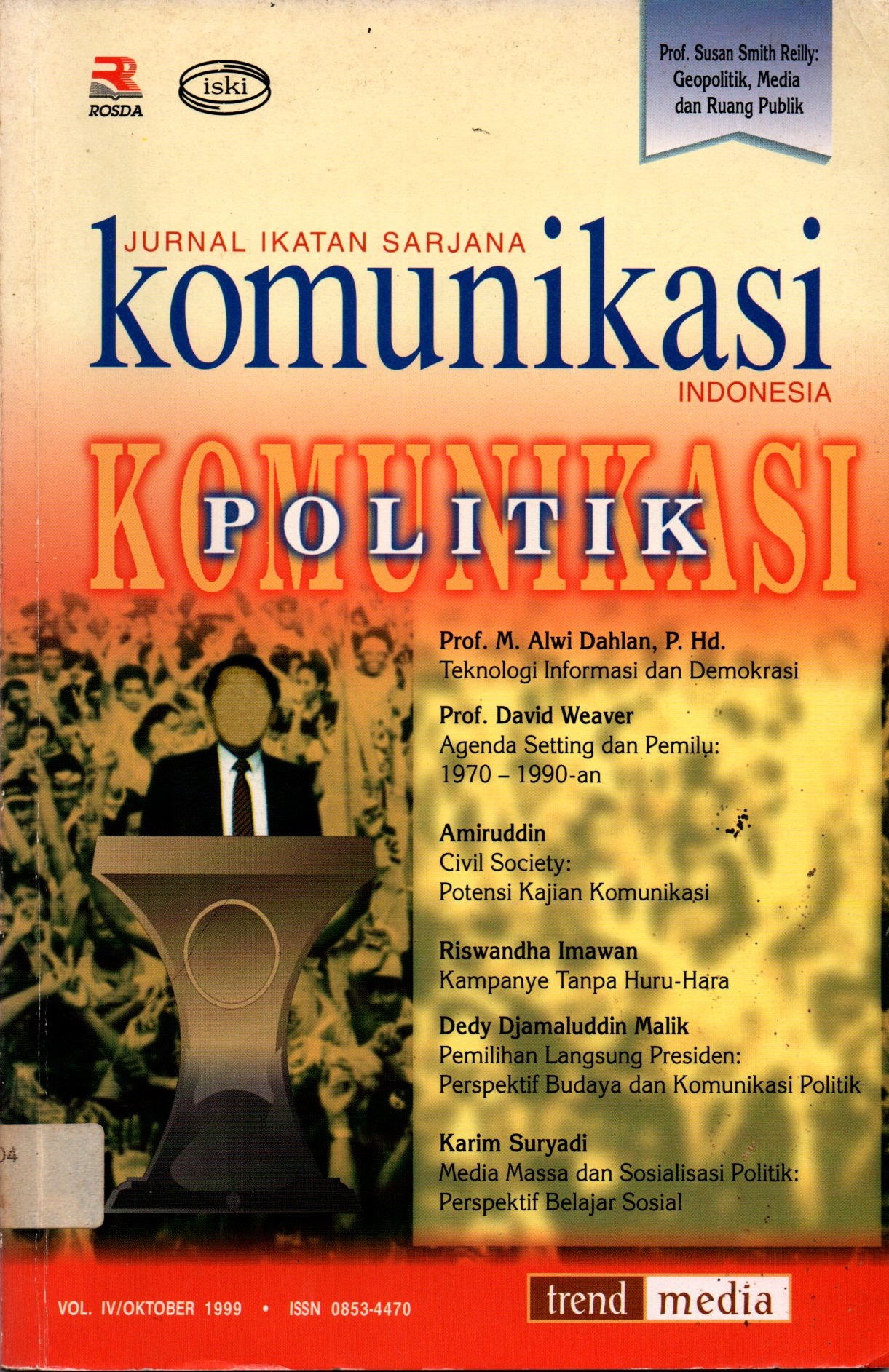 Sampul JURNAL IKATAN SARJANA KOMUNIKASI INDONESIA KOMONIKASI POLITIK