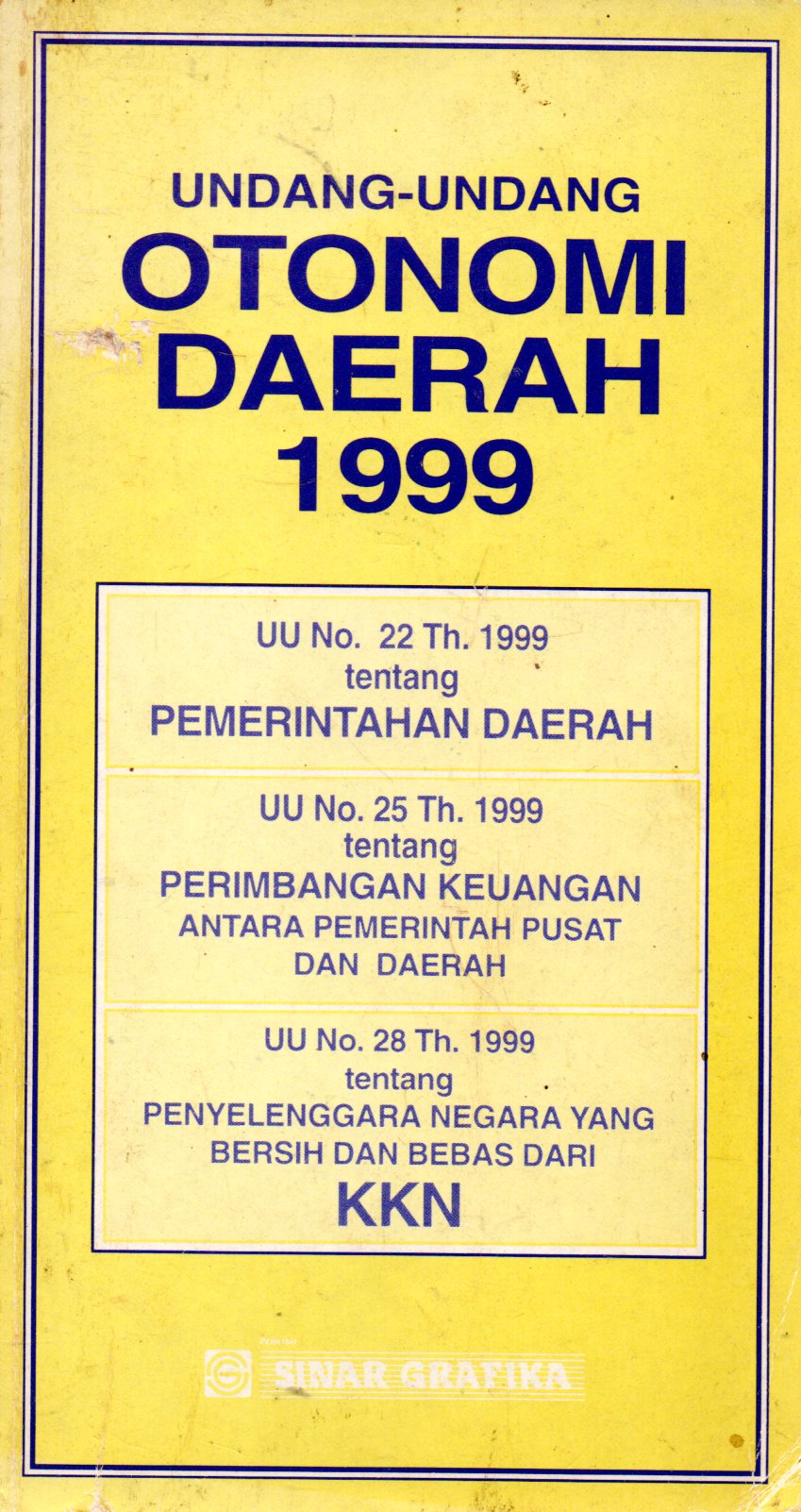Sampul Undang-Undang Otonomi Daerah 1999