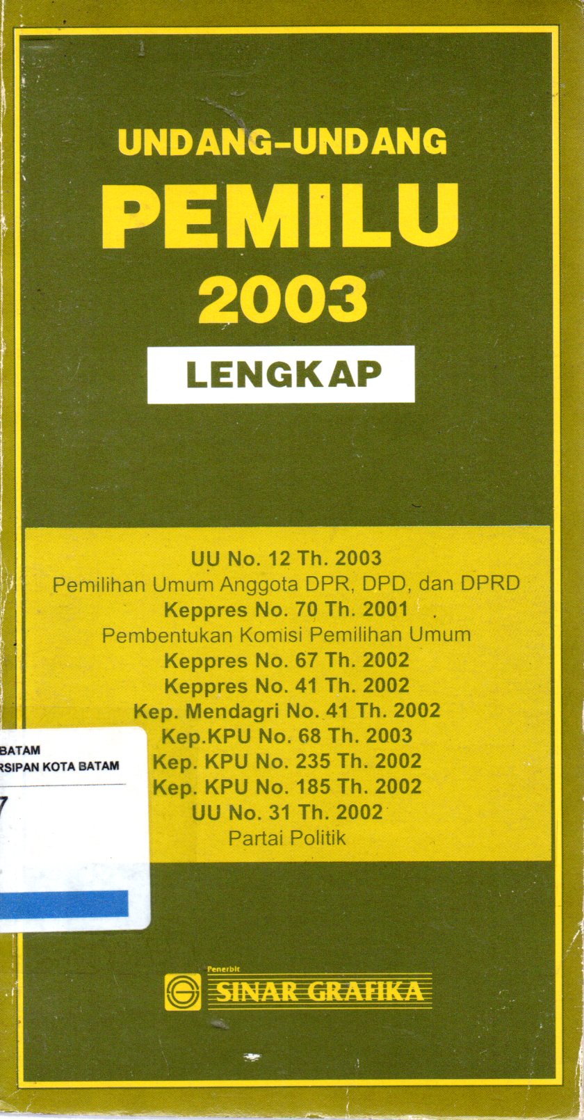 Sampul Undang-Undang Pemilu 2003 Lengkap