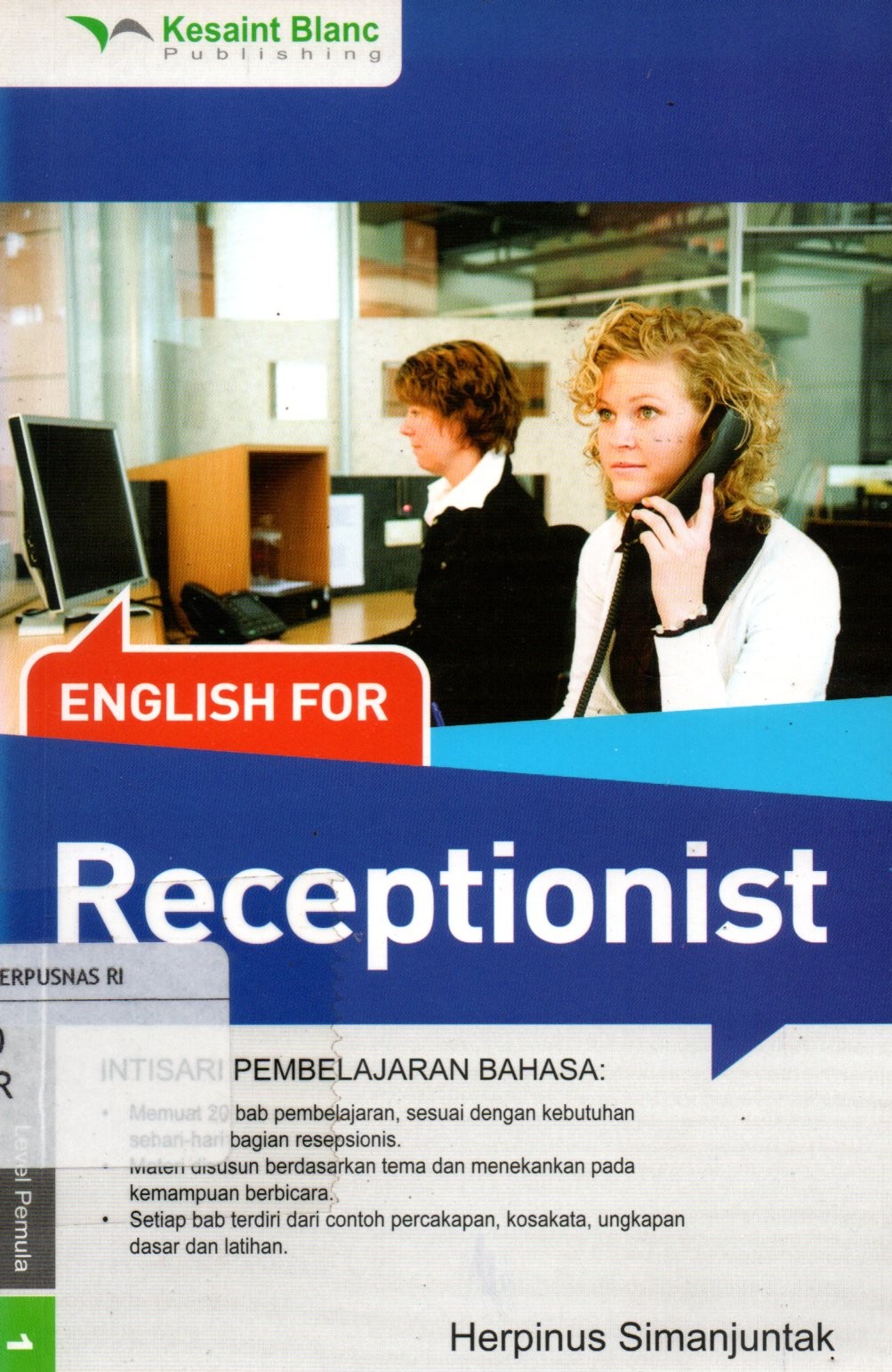 Sampul English For Receptionist / Editor: Fita Riyadi, Dwinoor, Bestiyani