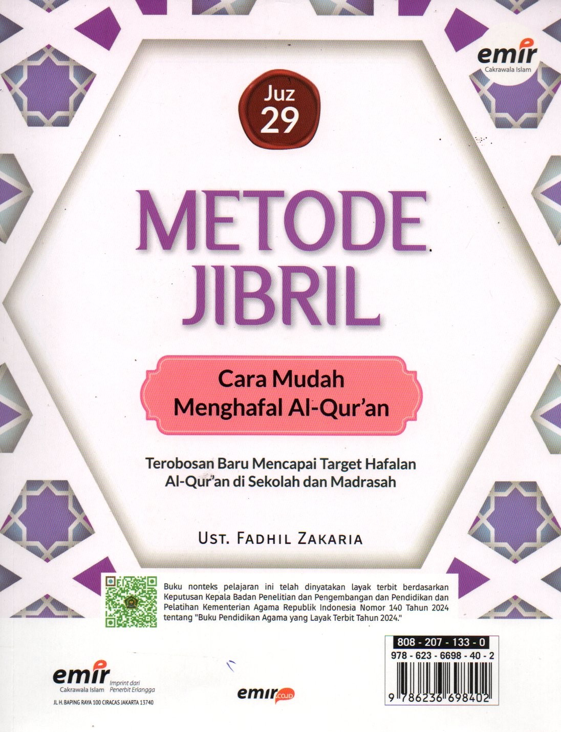 Sampul Metode Jibril :  Cara Mudah Menghafal Al-Quran Juz 29 / Penyunting: Andriansyah Syihabuddin