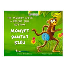 Sampul The Monkey With A Bright Blue Bottom=Monyet Pantat Biru / Penerjemah: Hertriani Agustine