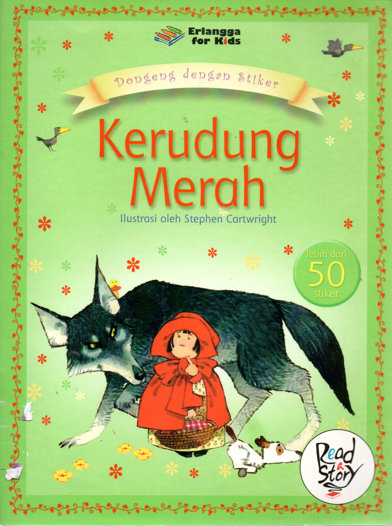 Sampul Dongeng Dengan Stiker :  Kerudung Merah / Ilustrasi: Stephen Csrtwright