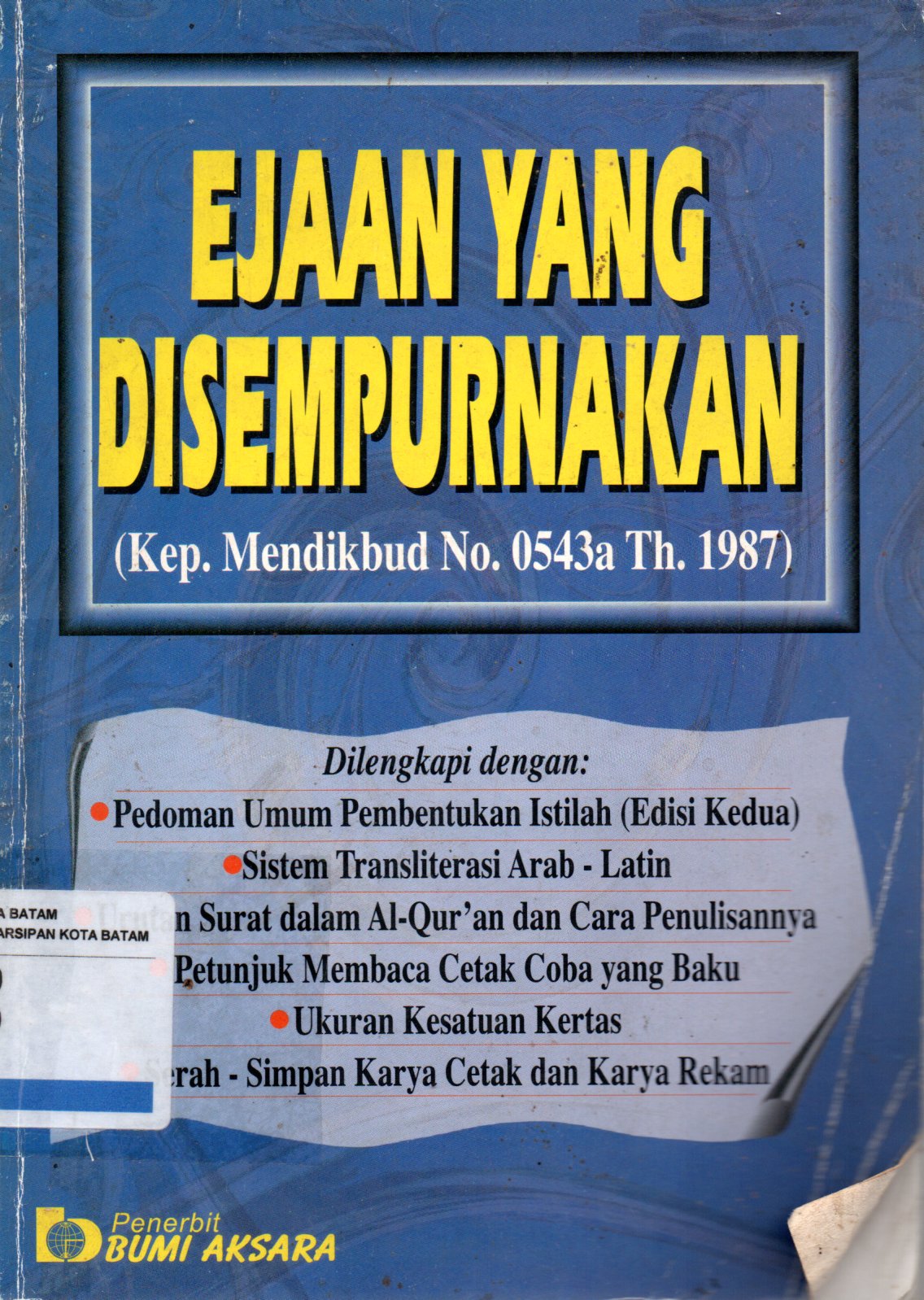 Sampul Ejaan yang Disempurnakan / Bumi Aksara