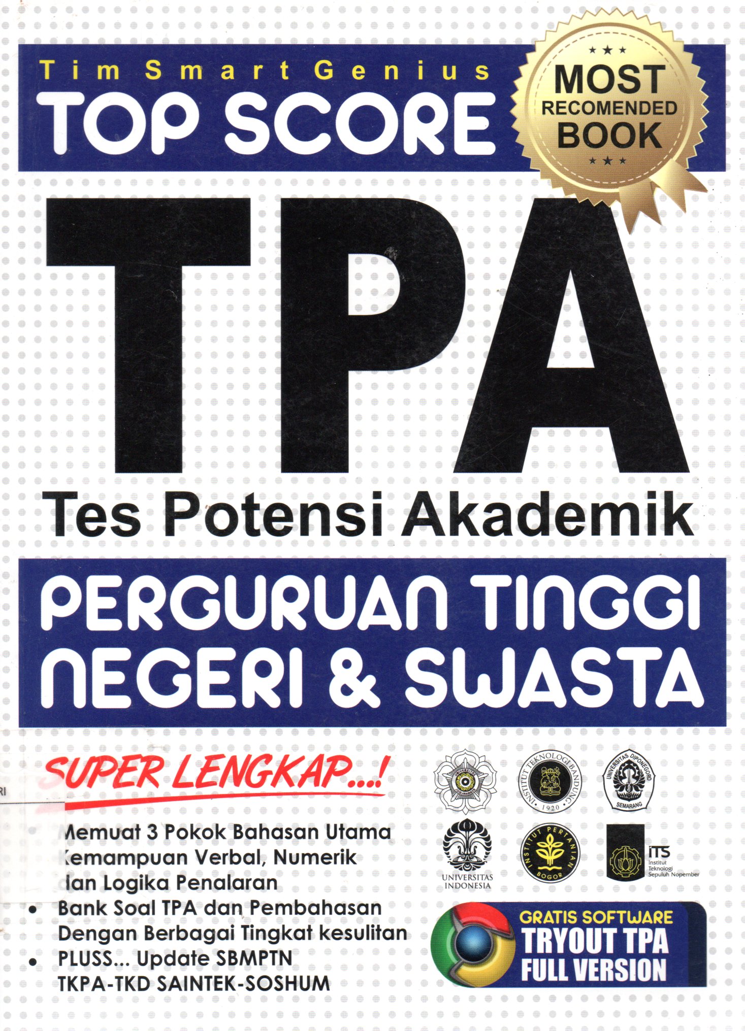 Sampul Tes Potensi Akademik (TPA) Perguruan Tinggi Negeri dan Swasta / Editor: Team Smart Genius