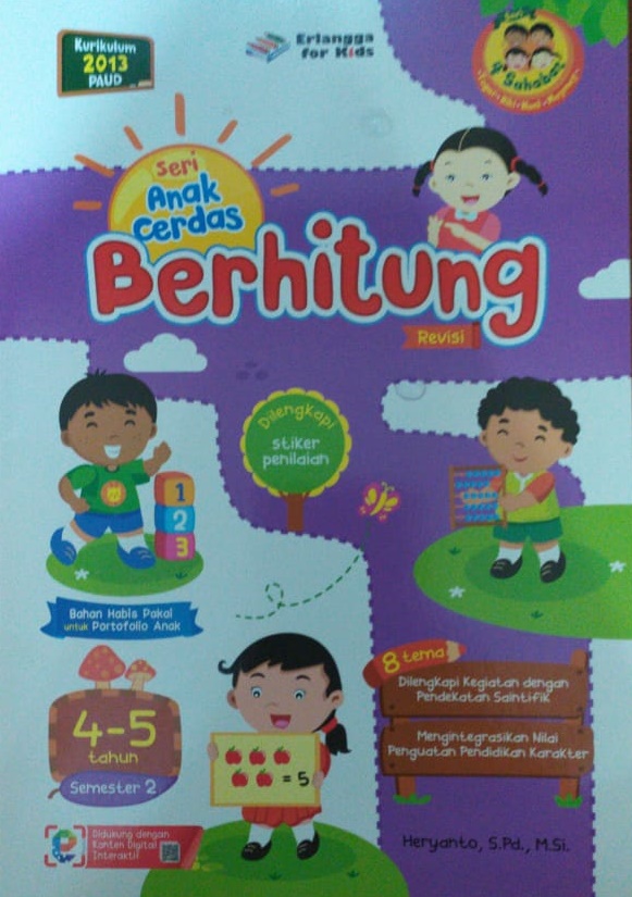 Sampul Seri Anak Cerdas Berhitung :  Usia 4-5 Tahun Semester 2 / Editor: Hiko Erlina