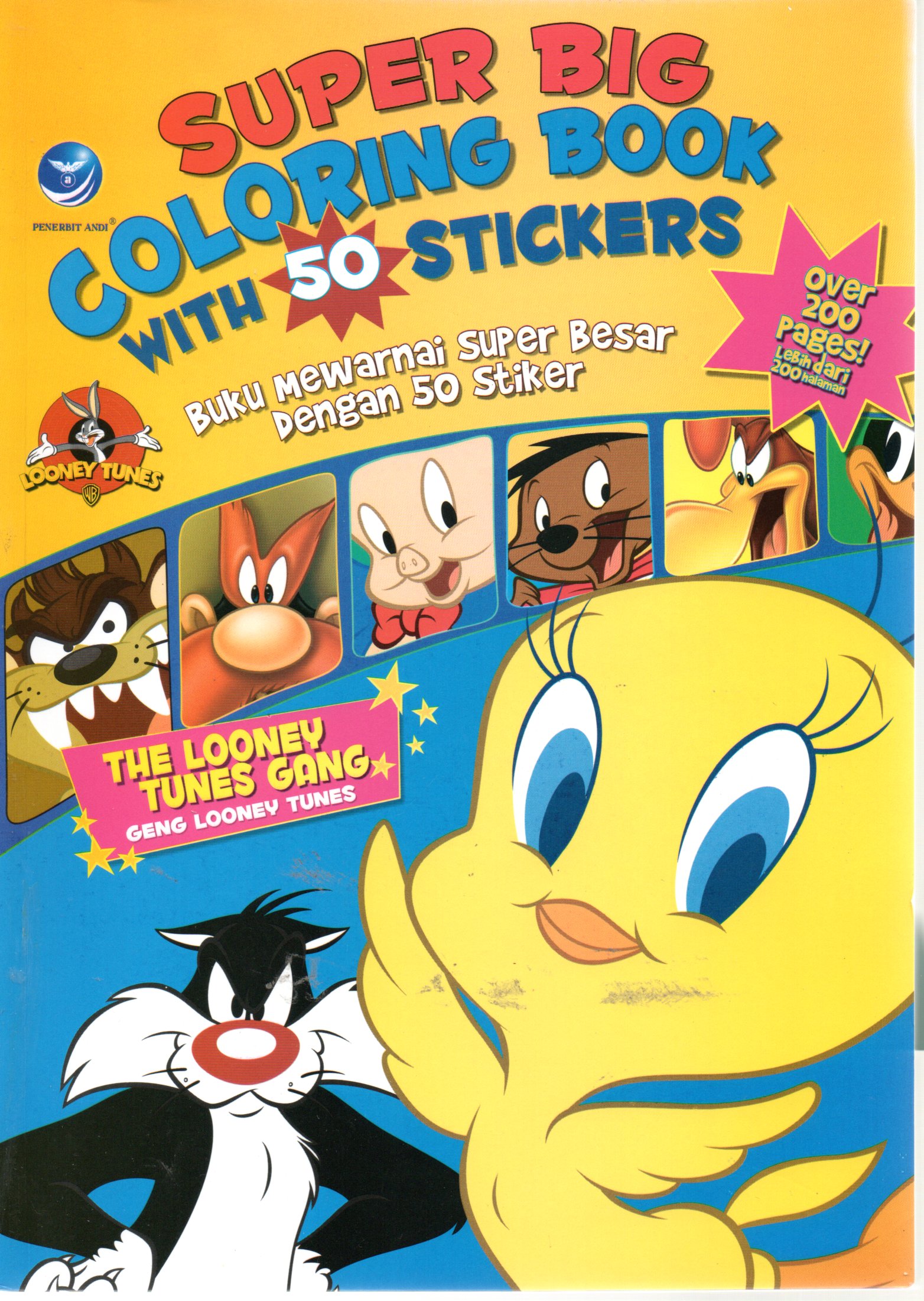 Sampul Super Big Coloring Book with 50 Stickers :  Buku Mewarnai Super Besar dengan 50 Stiker / Penerjemah: Ariata