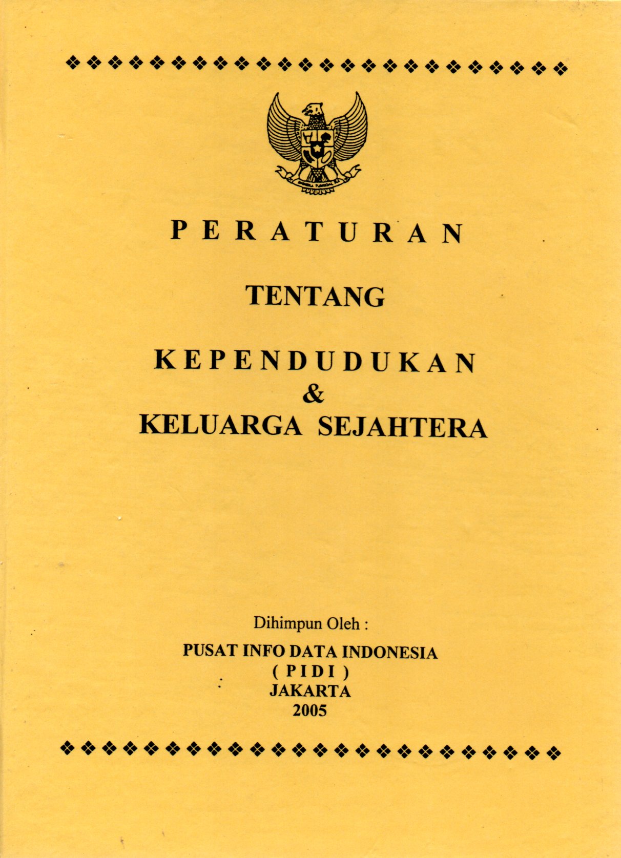 Sampul Peraturan tentang Kependudukan dan Keluarga Sejahtera