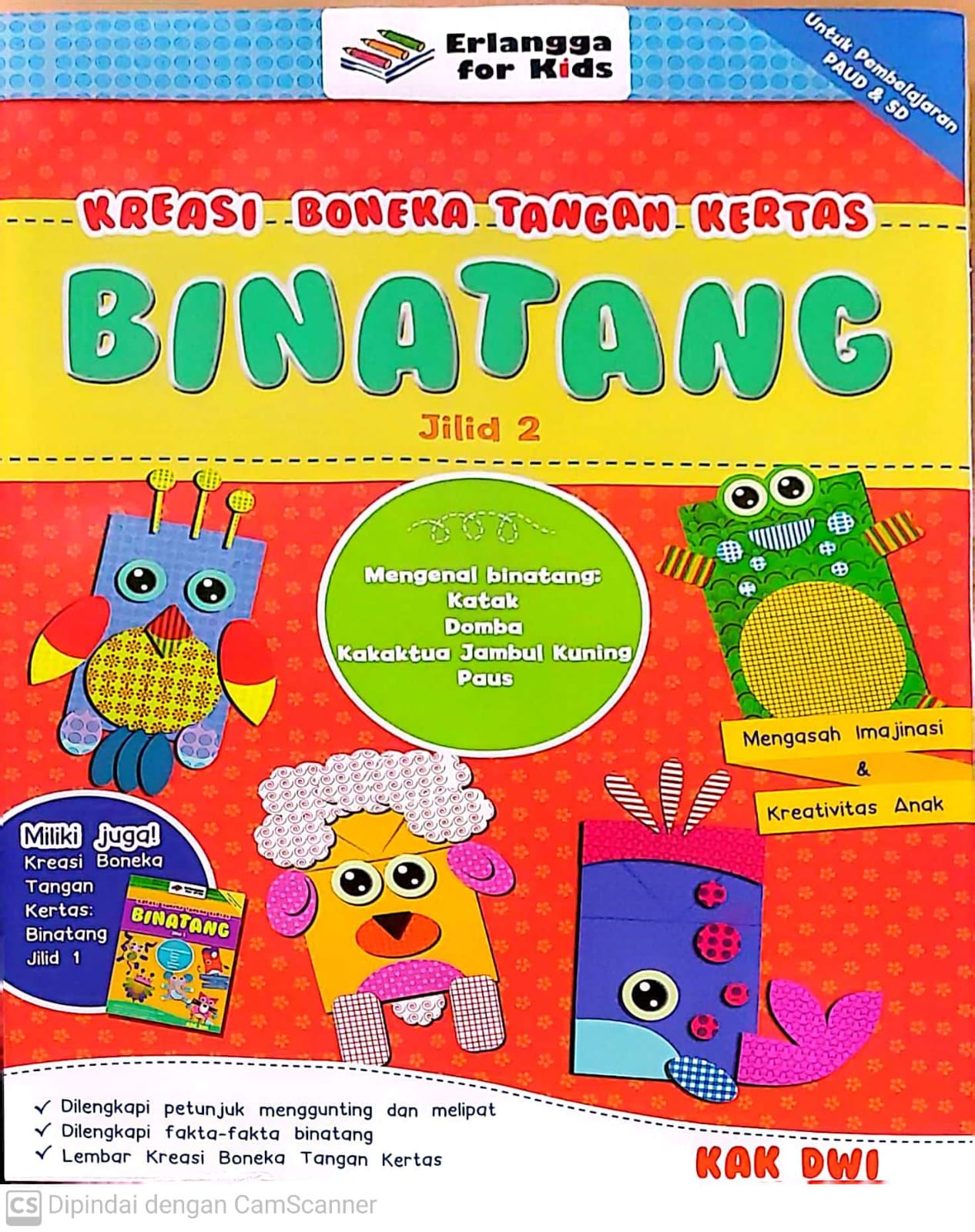 Sampul Kreasi Boneka Tangan Kertas :  Binatang / Editor: Riony Anastasya