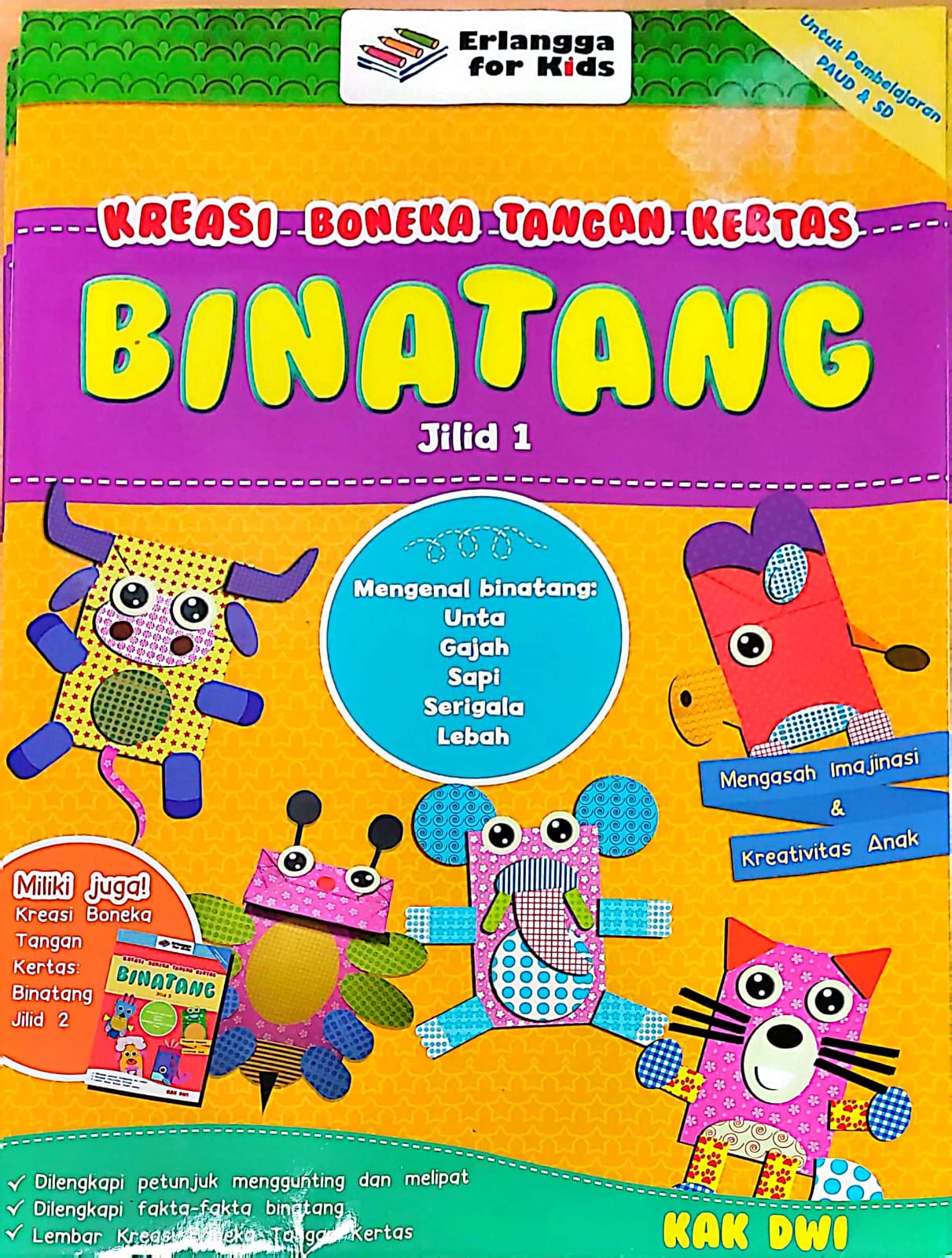 Sampul Kreasi Boneka Tangan Kertas :  Binatang / Editor: Riony Anastasya