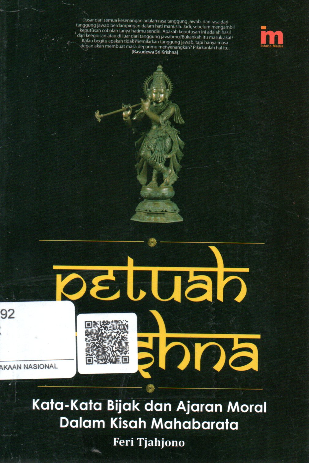 Sampul Petuah Krishna :  Kata-Kata Bijak dan Ajaran Moral dalam Kisah Mahabarata / Penyunting: Qoni