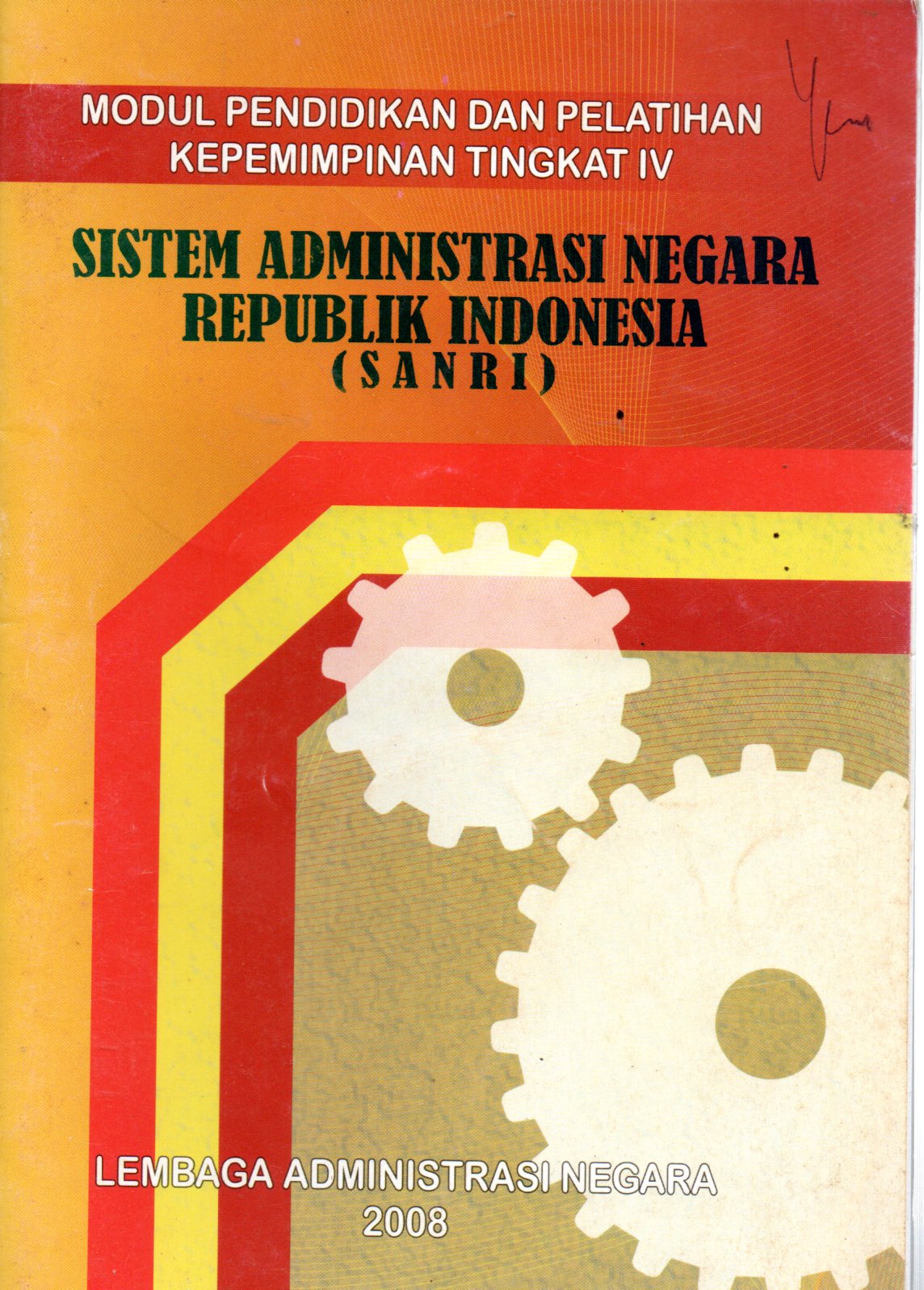 Sampul Modul Pendidikan dan Pelatihan Kepemimpinan Tingkat IV :  Sistem Administrasi Negara Republik Indonesia (SANRI)